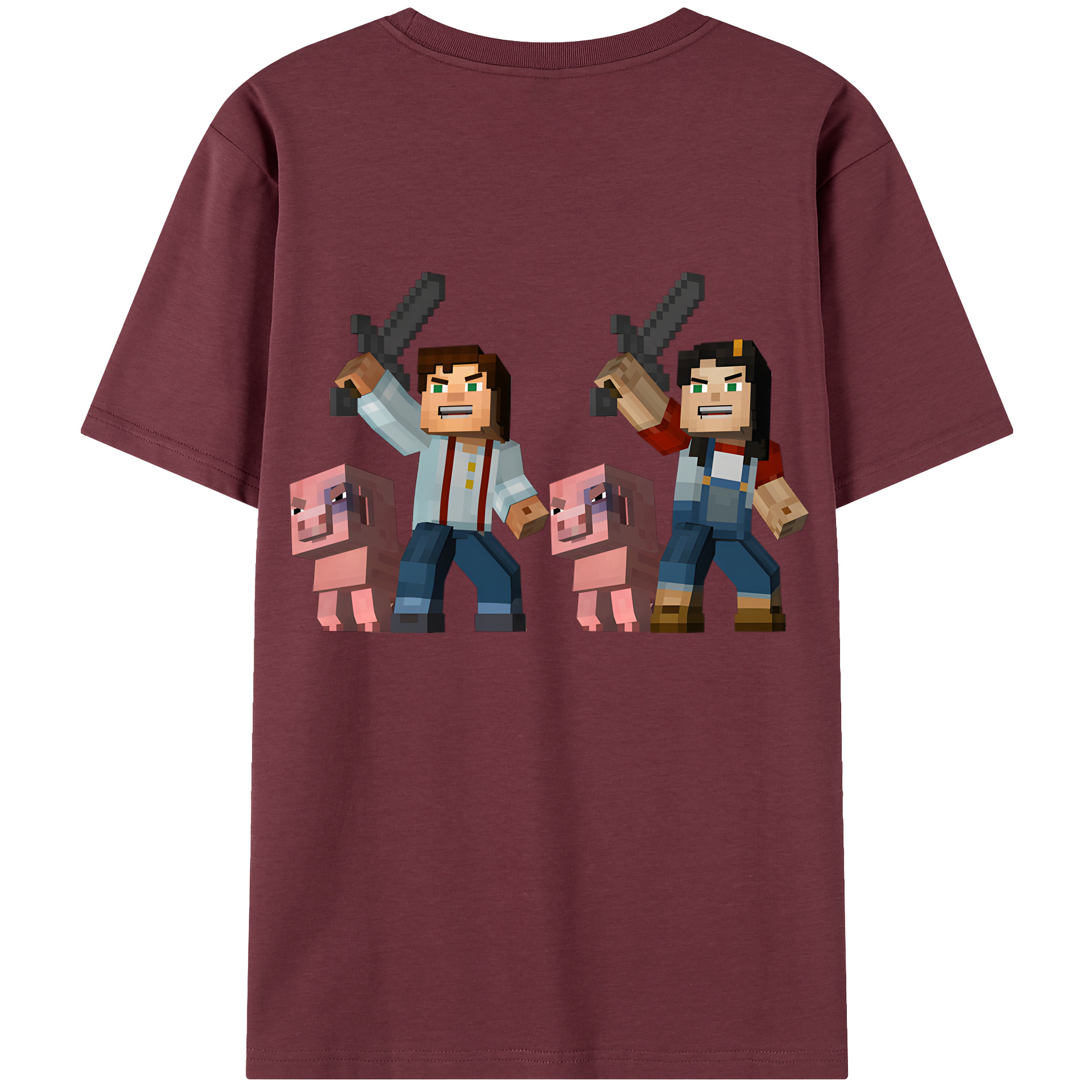 （画像用） マインクラフト ブロックの世界 Minecraft MC Block world 綿100％半袖Tシャツ（背面プリント）